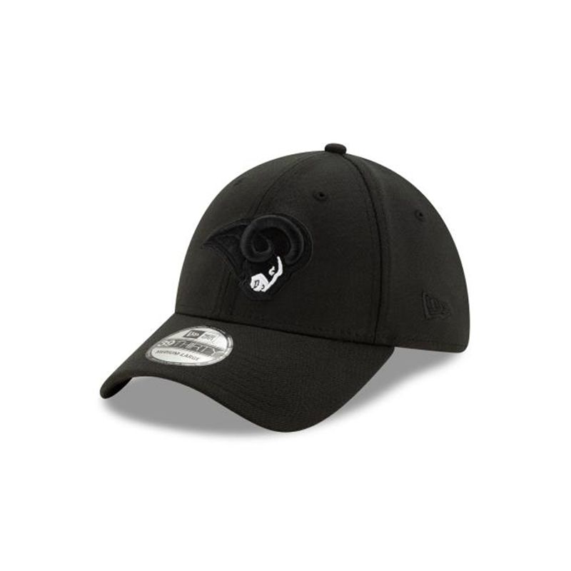 NFL Los Angeles Rams Logo Elements 2.0 39Thirty Stretch Fit (IKM8602) - Black New Era Caps